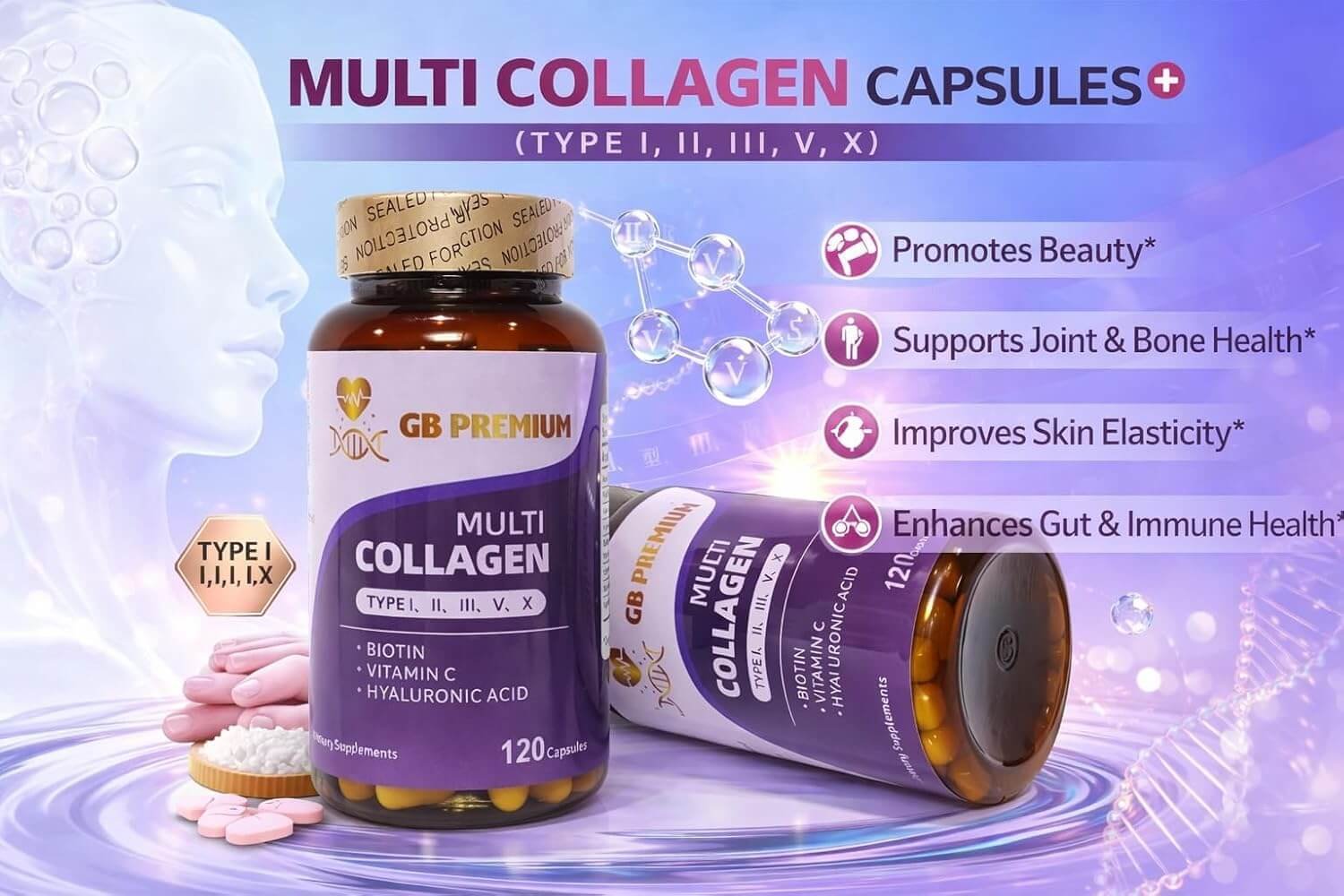 Multi Collagen Complex with Biotin, Hyaluronic Acid & Vitamin C lifestyle image