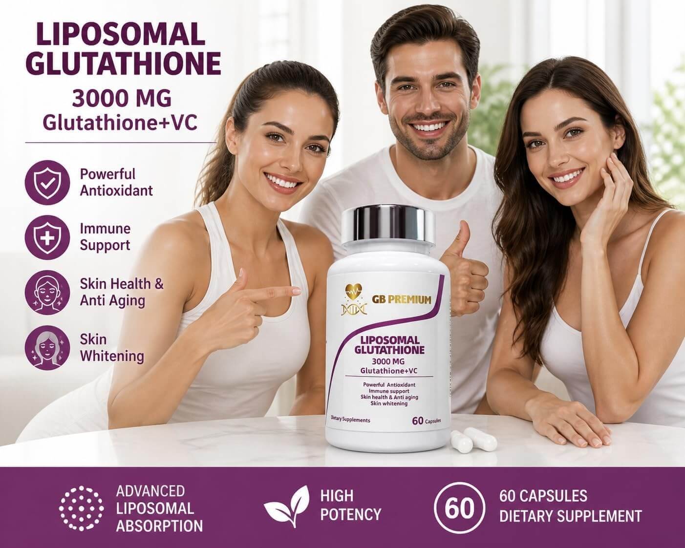 Liposomal Glutathione Complex with Vitamin C, Biotin & Hyaluronic Acid lifestyle image