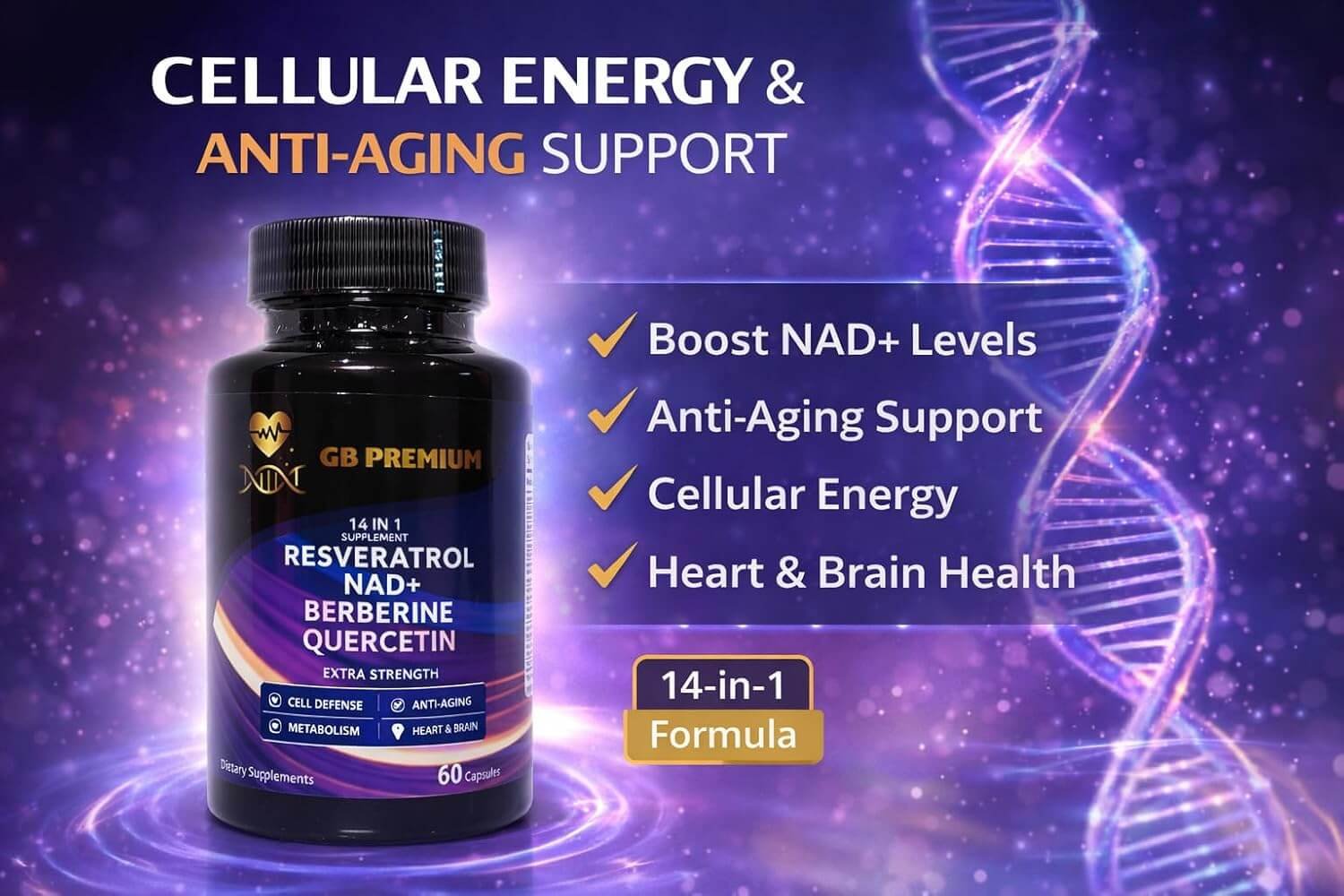 14-in-1 NAD+ Complex with Resveratrol, Berberine & Quercetin lifestyle image